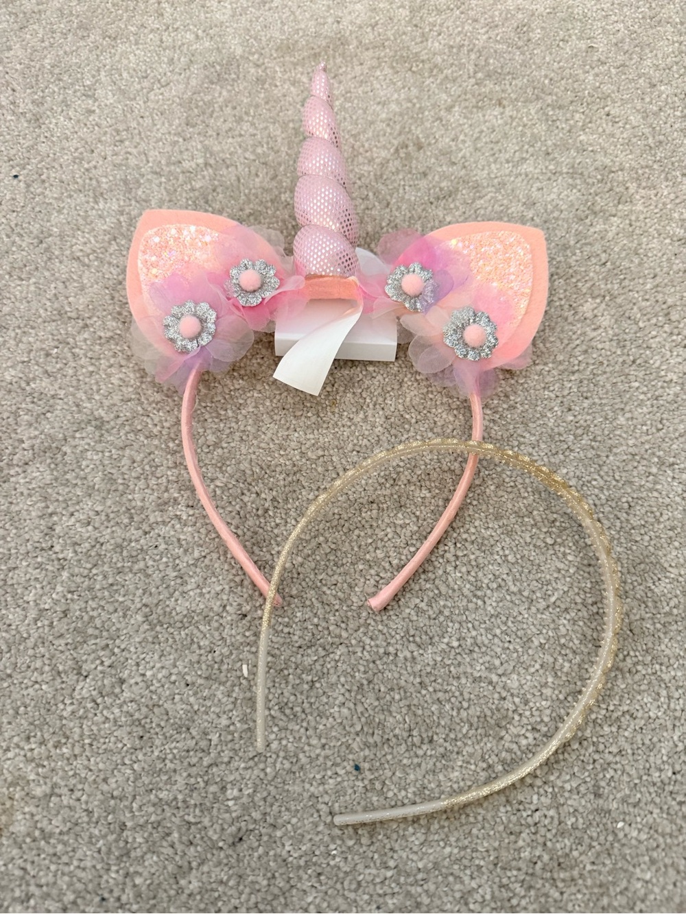 Unbranded Pink Sparkle Unicorn Headband for Kids and glitter heart headband